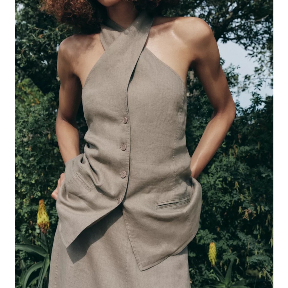 Zara Linen Halter vest top